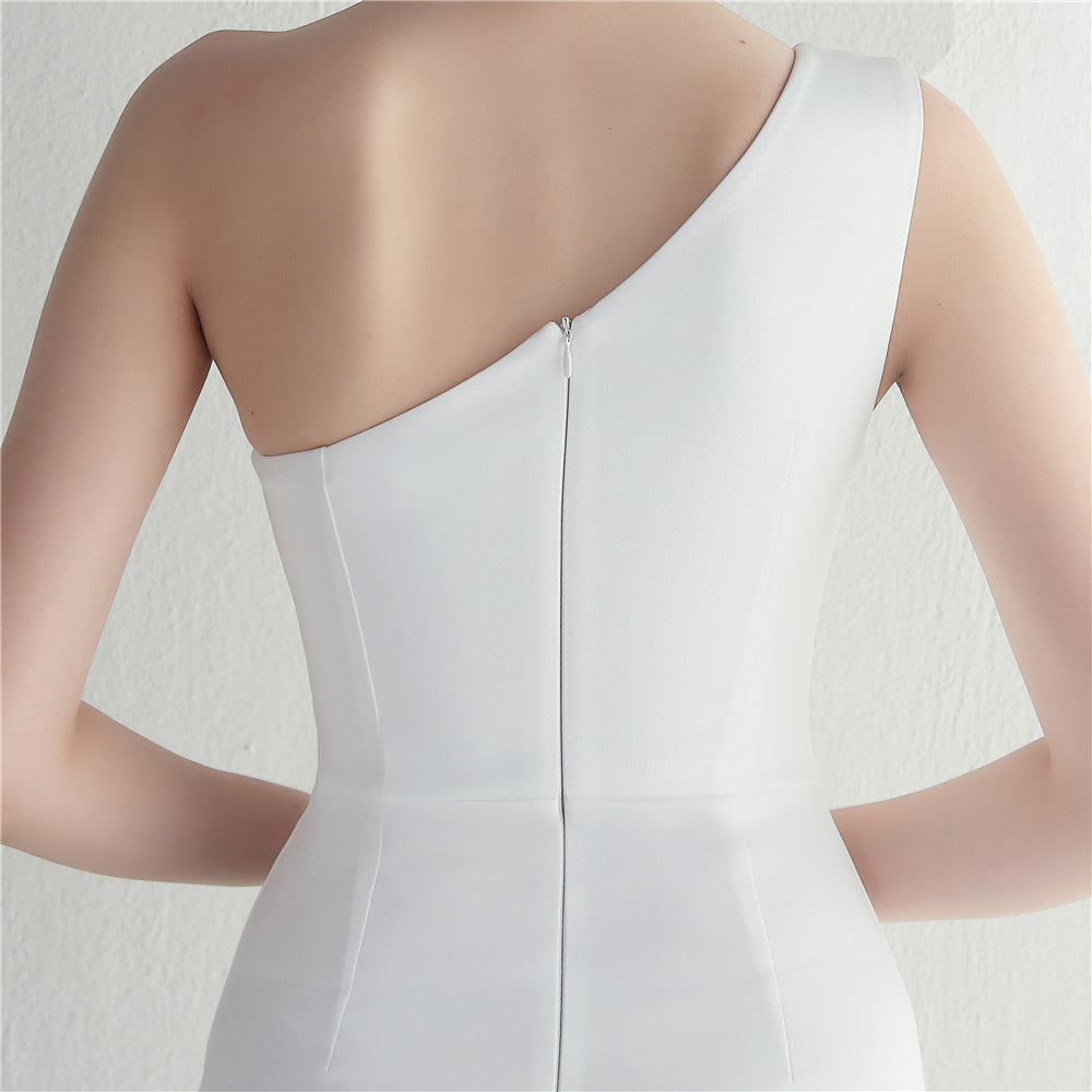 Nalani Ruffled Mesh Evening Dress