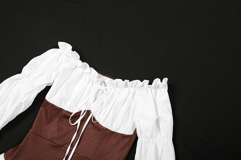 Zyara Contrast Off-Shoulder Dress