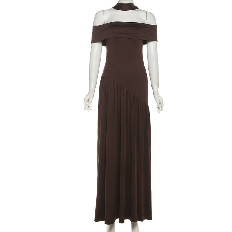 Robe Amira à col foulard fendue et dos nu