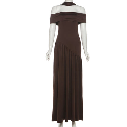 Robe Amira à col foulard fendue et dos nu