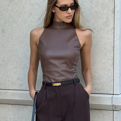 Débardeur en cuir Zahara Contour