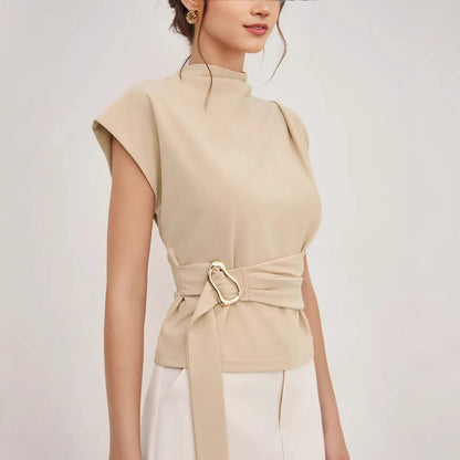 Saniya Cream Button Top
