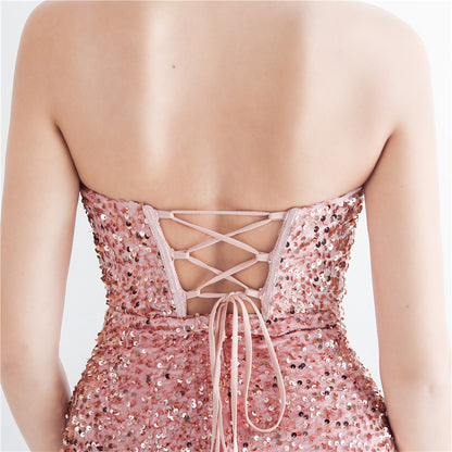 Zelina Sequin Corset Evening Dress