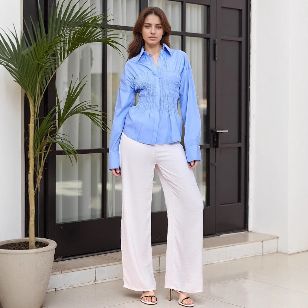 Zyra Pleat Sky Top