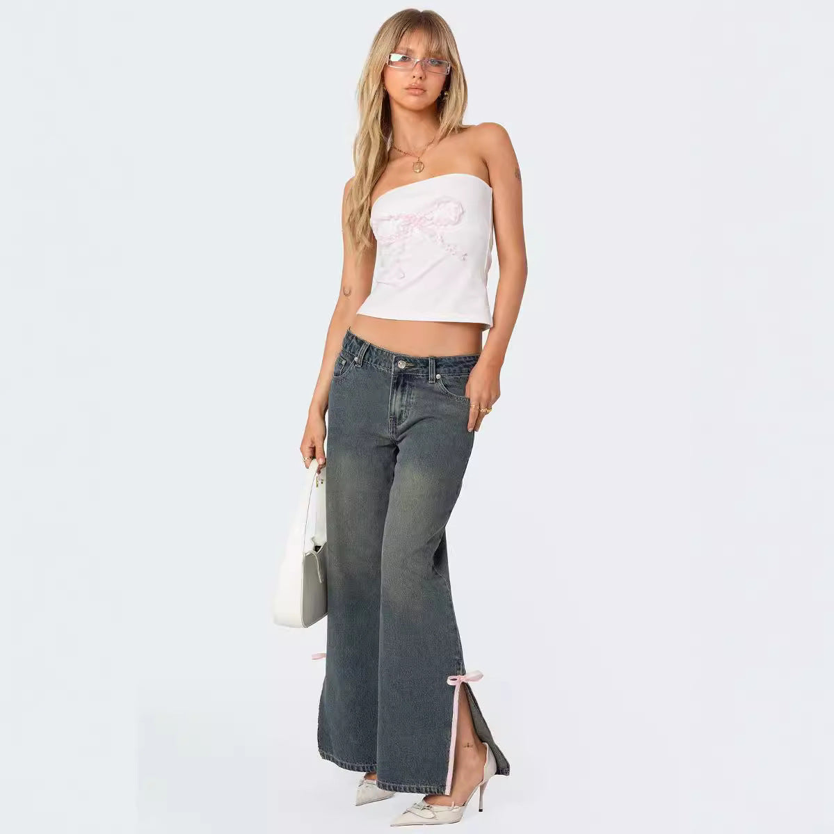 Ziyana Bow-Side Slim Jeans