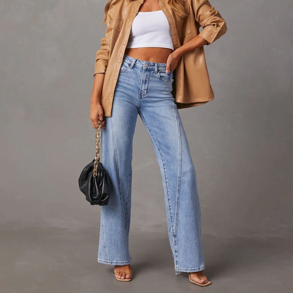 Jean Taliya à jambes larges et coutures lâches