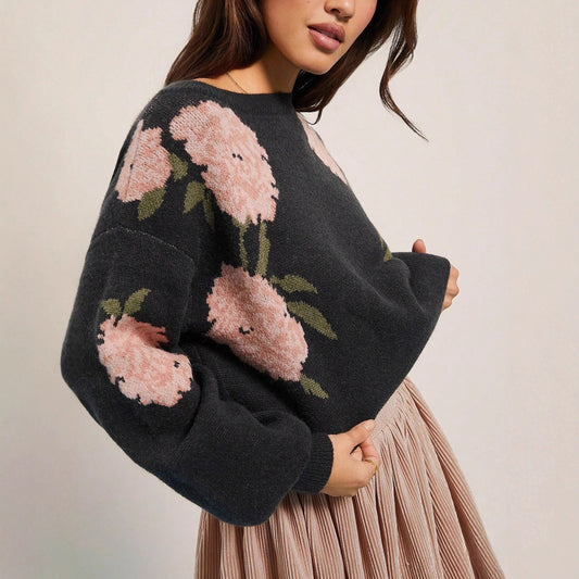 Afiya Floral Knit Sweater