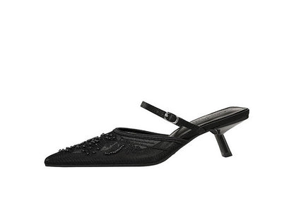 Nayela Floral Lace Stiletto Slippers