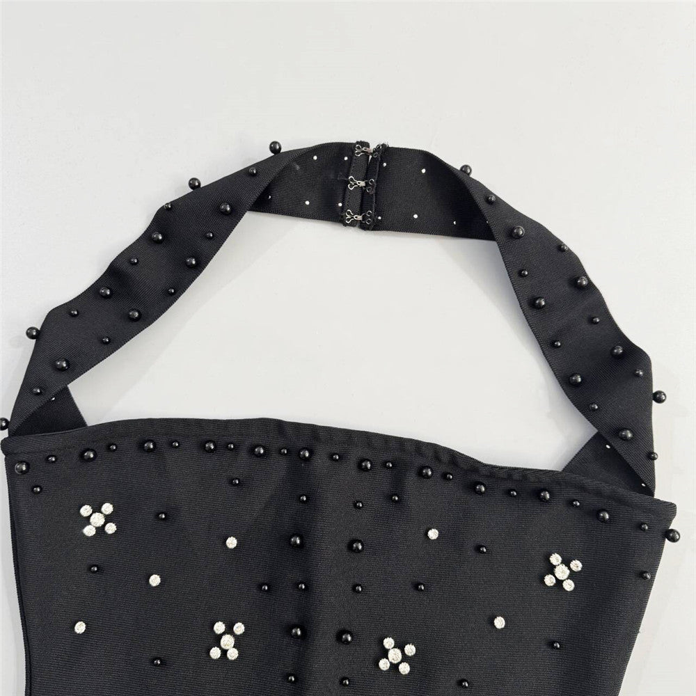 Ndem Halter Rhinestone Dress