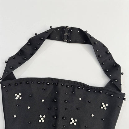 Ndem Halter Rhinestone Dress