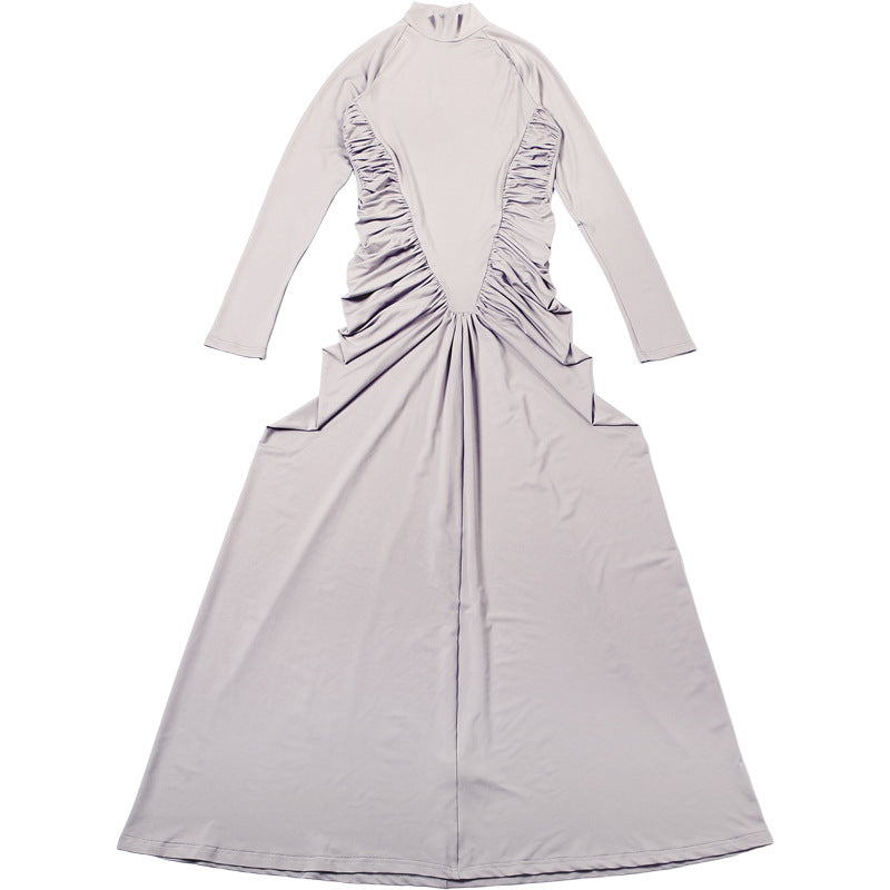 Robe plissée à col montant Zihana