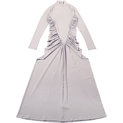Robe plissée à col montant Zihana