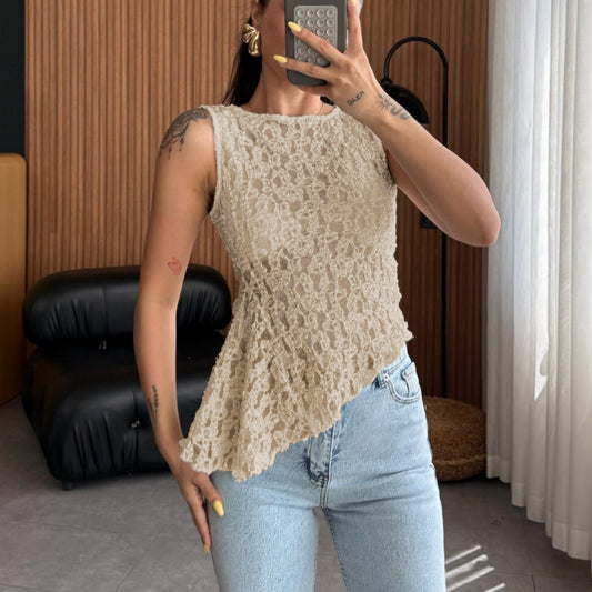 Yewande Lace Asymmetric Vest Top