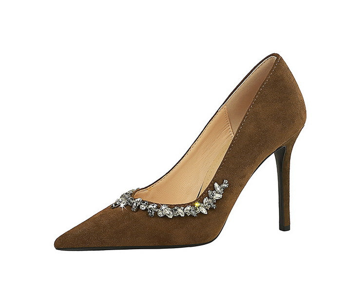 Taye Rhinestone Suede Pumps
