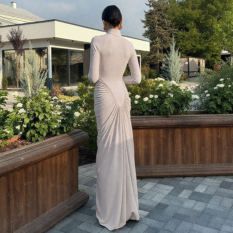 Robe plissée à col montant Zihana