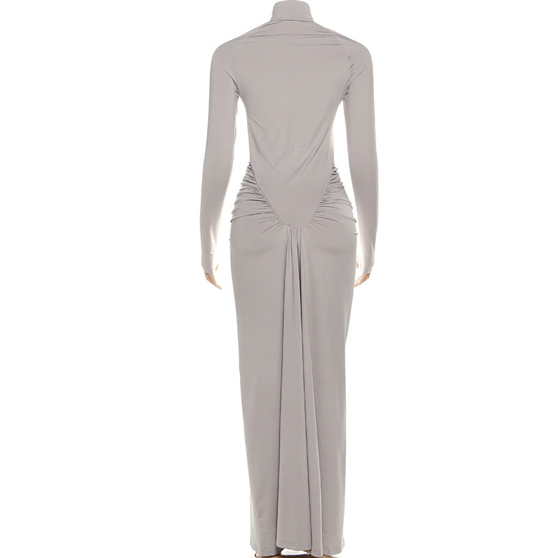 Robe plissée à col montant Zihana