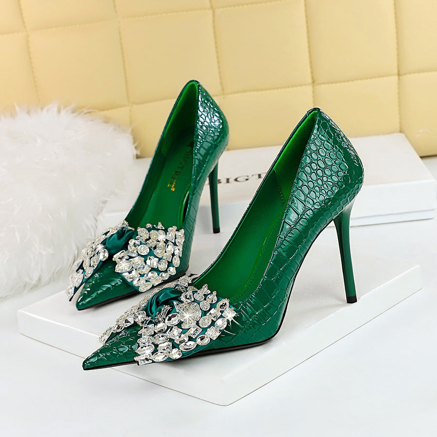 Tendai Rhinestone Bow Stiletto Pumps