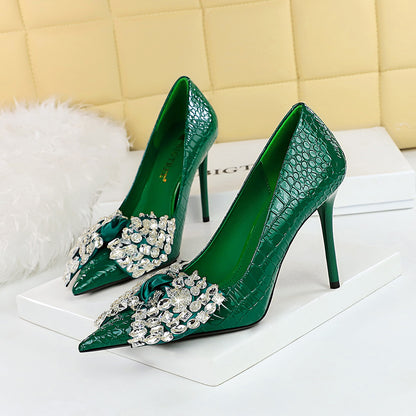 Tendai Rhinestone Bow Stiletto Pumps