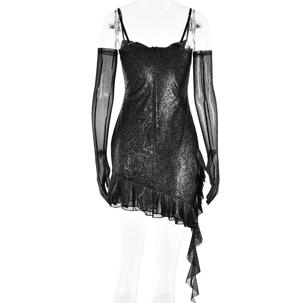 Adanna Silver Mesh Tube Dress