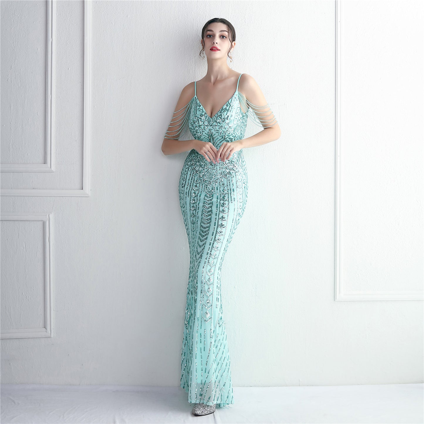 Tahlia Beaded Sling Cocktail Dress