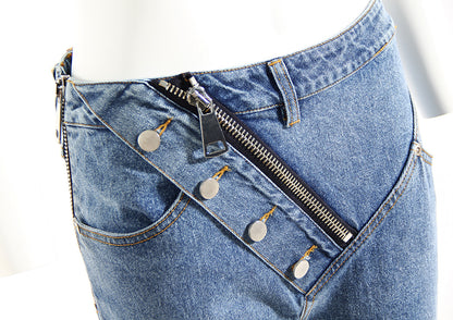 Jean slim taille haute Ayomi à fermeture éclair