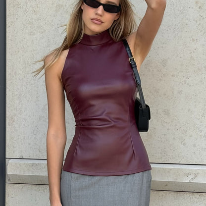 Débardeur en cuir Zahara Contour