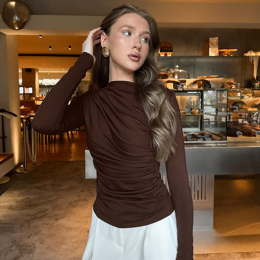 Maren PleatCurve Long Sleeve Top