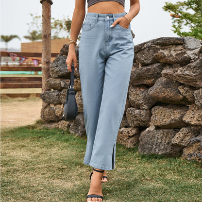 Pantalon en denim à ourlet fendu Zahira
