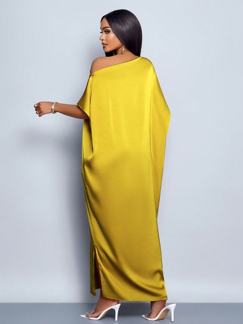 Adanna Golden Glow Satin Dress