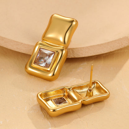 Azika Geometric Square Zircon Earrings
