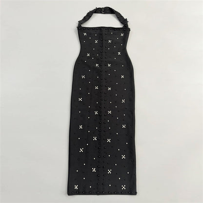 Ndem Halter Rhinestone Dress