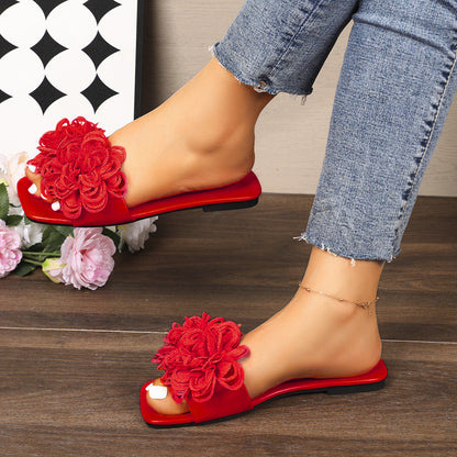 Zahira Floral Flat Slippers