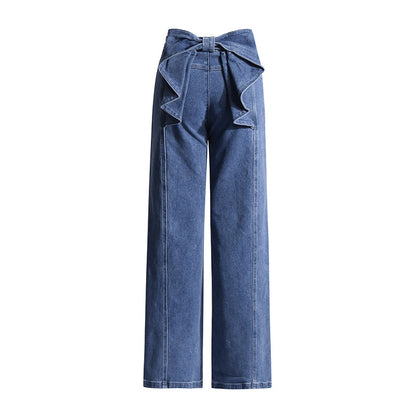 Jean slim taille haute Nalira à nœud papillon
