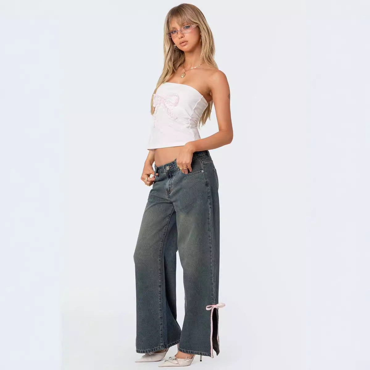 Ziyana Bow-Side Slim Jeans
