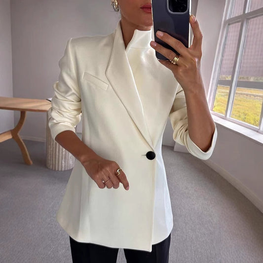 Amirah Satin One-Button Coat