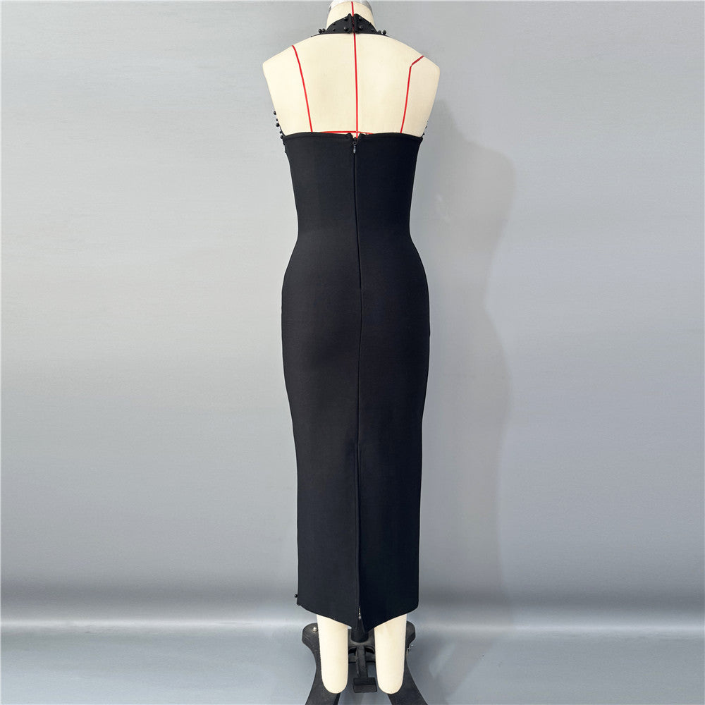 Ndem Halter Rhinestone Dress