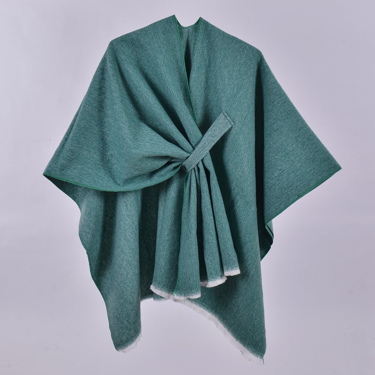 Solid Color Lace-up Shawl Green