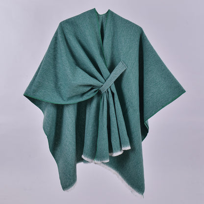 Solid Color Lace-up Shawl Green