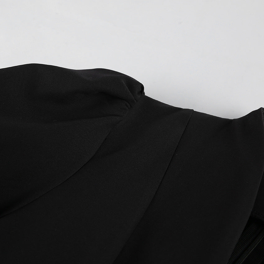 Robe de luxe Zefira noire trapèze