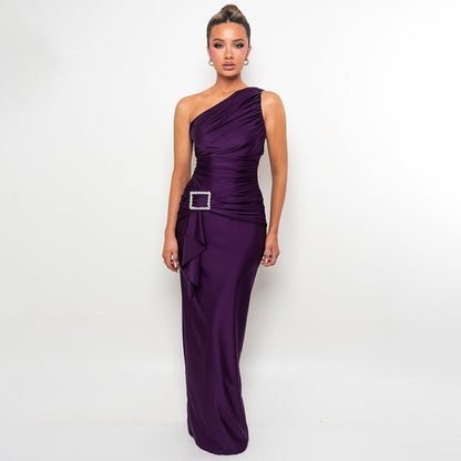 Liyana One-Shoulder Pleated Maxi Dress