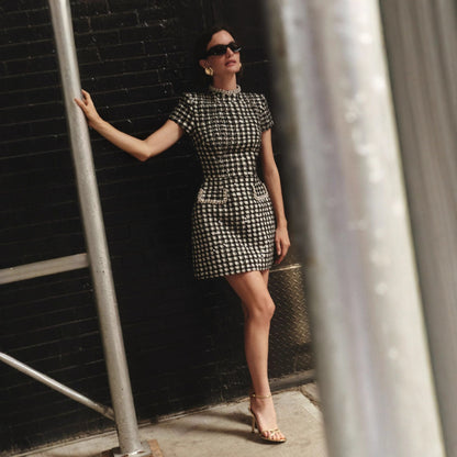 Robe mini à carreaux et perles Céline coupe ajustée