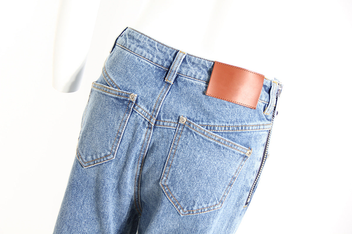Jean slim taille haute Ayomi à fermeture éclair
