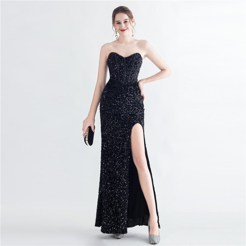Zelina Sequin Corset Evening Dress