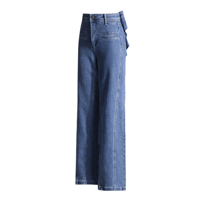 Jean slim taille haute Nalira à nœud papillon