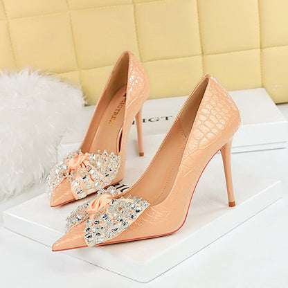 Tendai Rhinestone Bow Stiletto Pumps