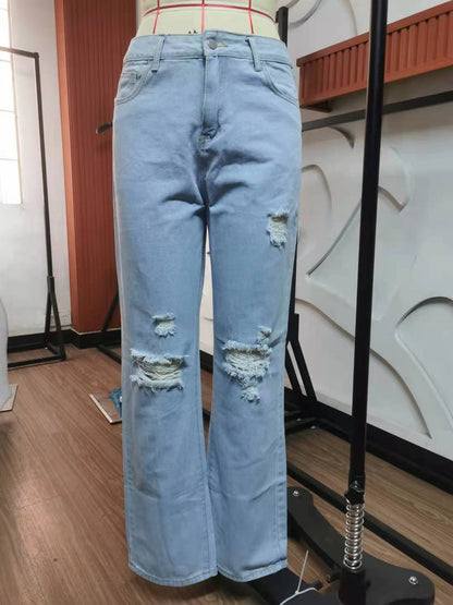 Liyana Summer Washed Hole Jeans
