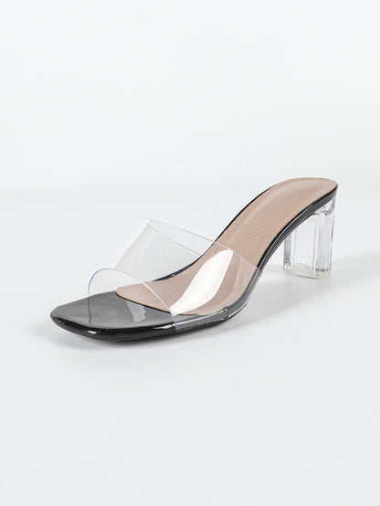 Escarpins à talons carrés transparents Zola