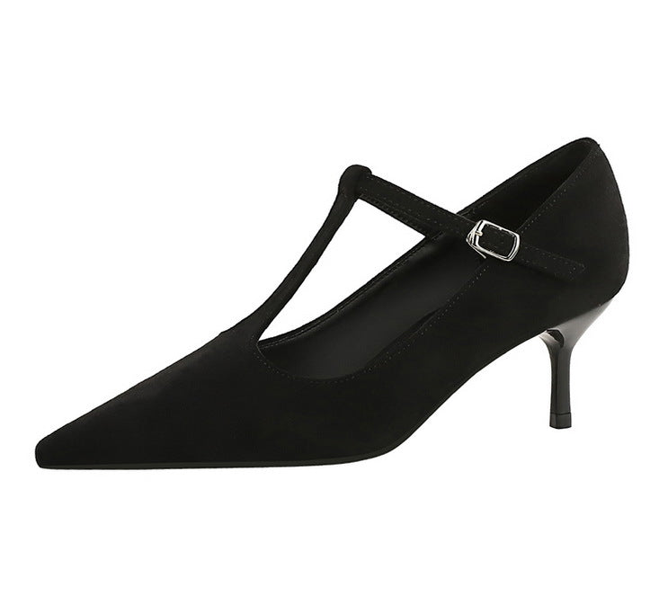 Ayodele T-Strap Suede Pumps