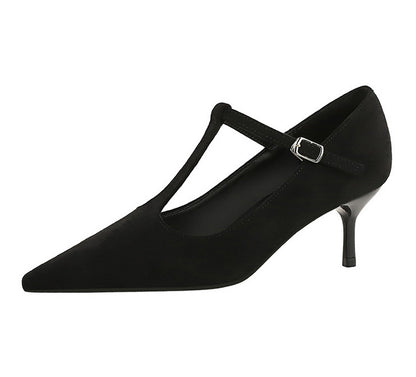 Ayodele T-Strap Suede Pumps
