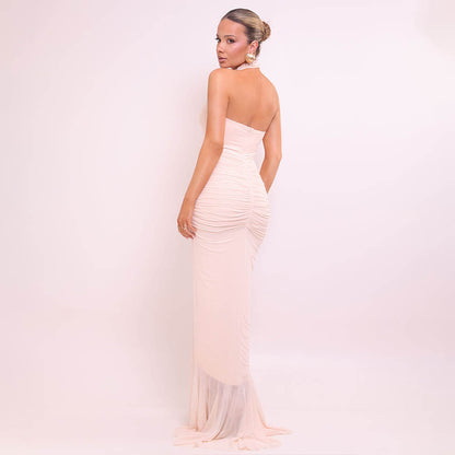 Robe dos nu à volants Zelia